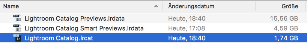 Lightroom 6 Dateien vorm aufräumen. Der Katalog hatte bei mir 1,74 Gigabyte